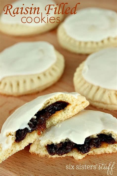 This recipe is an old brethren recipe, the german baptist brethren are a sect very much like the amish, but a bit more progressive, allowing for electricity and motorized. Raisin Filled Cookies