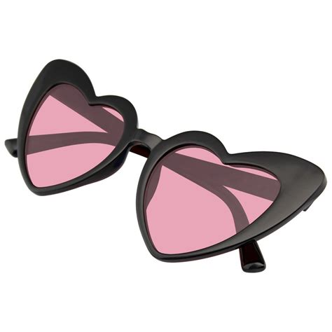 Emblem Eyewear Cat Eye Heart Shape Sunglasses Retro Festival Color Tinted Lenses Black