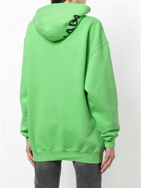 We offer free shipping with all orders. Balenciaga Cotton Logo Hoodie Sweater in Green - Lyst