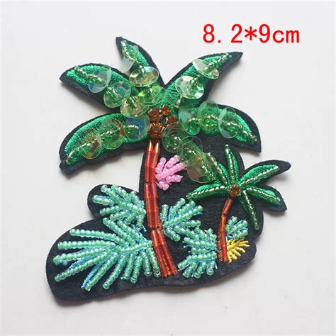 2pcs High Grade Green Coconut Tree Exquisite Embroidery Decorative