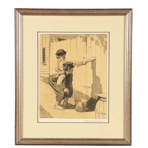 Norman Rockwell Lithograph Print Whitewashing The Fence Ebth