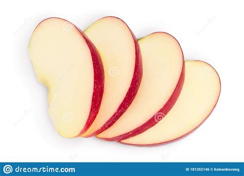 Red Apple Slices Isolated On White Background With Clipping Path And