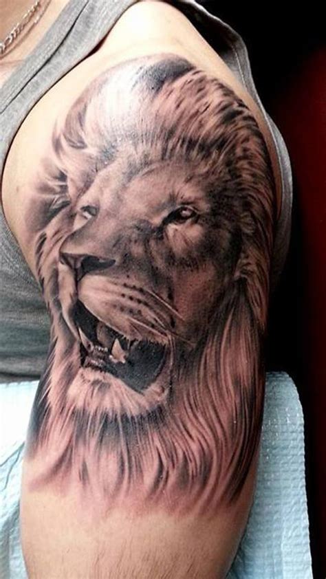 Realistic Lion Tattoo On Half Sleeve Tattooimagesbiz