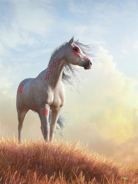 White Horse In War Paint Digital Art By Daniel Eskridge Pixels