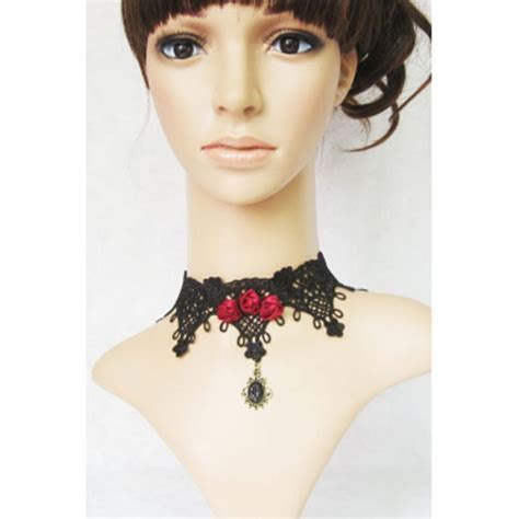 Classy Couture Gothic Lace Rose Black Burlesque Choker Shop