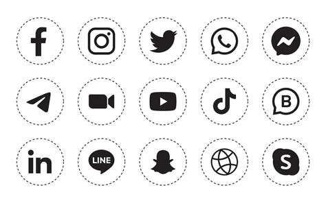 Set Of Round Social Media Icon In White Background 3600938 Vector Art