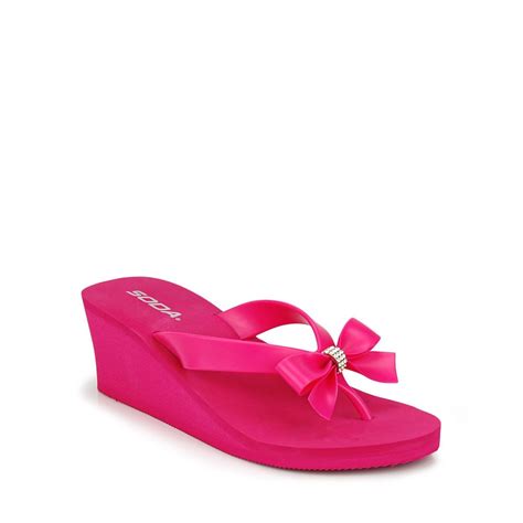 Maybe Too Much Hot Pink Pink Sandals Bow Flip Flops Wedge Flip
