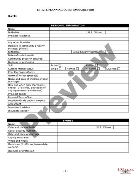 Arvada Colorado Estate Planning Questionnaire And Worksheets Colorado