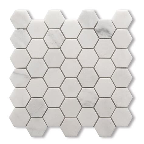 Cci White 12 In X 12 In Polished Mosaic Floor Tile At