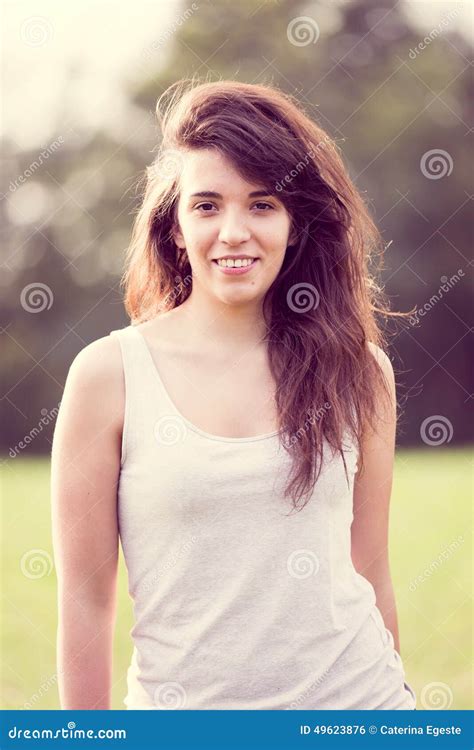Beautifull Young Woman With Long Dark Hair Stock Photo Image Of