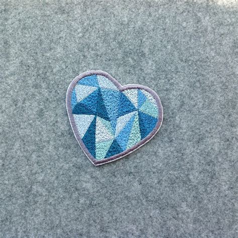 heart patch embroidered patches iron on appliques blue heart etsy
