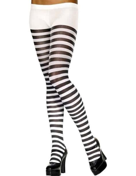 Striped Tights Black And White
