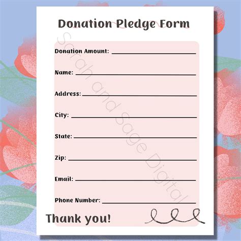 Donation Form Printable Donation Fundraising Flyer School Etsy