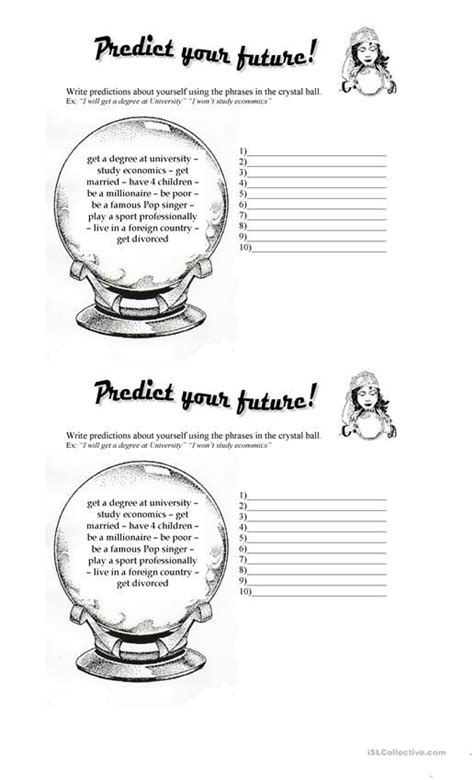 Crystal Ball Predictions Worksheet Free Esl Printable Worksheets Made