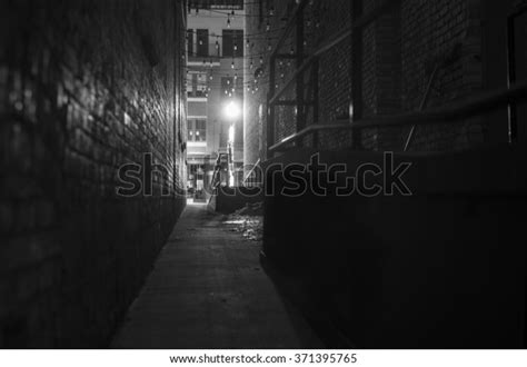 Dark Narrow Alleyway Night Street Light Stock Photo 371395765