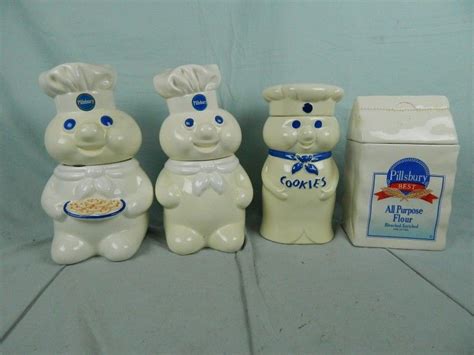 Lot Of 4 Pillsbury Ceramic Cookie Jars Ceramic