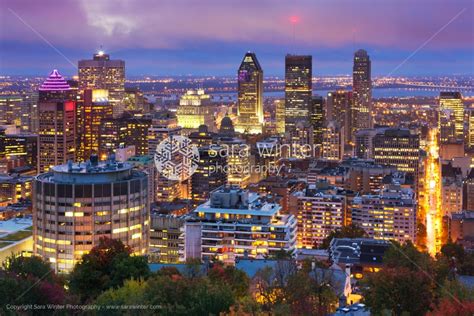 Skyline Of Montréal Quebec Canada From Mount Royal At Night Sara