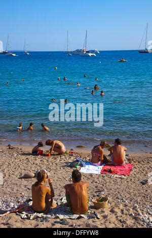 Group Of People On The Beach Jondal Beach Sant Josep De Sa Talaia