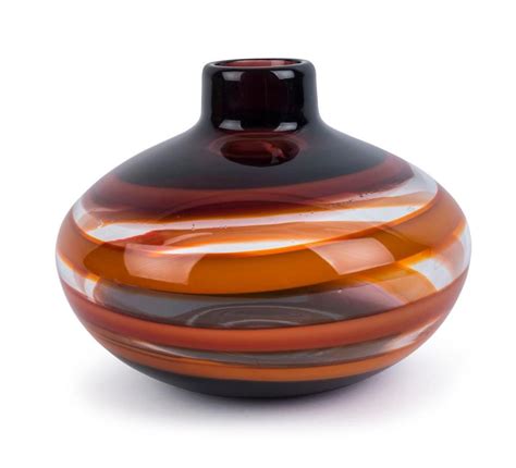 Orange Swirl Murano Glass Vase By Cenedese Venetian Murano Glass
