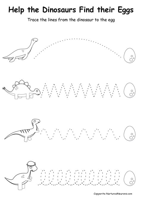 Dinosaur Trace The Line Printables Free Worksheets Nurtured Neurons