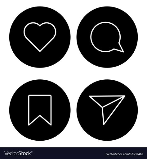 Social Media Icons Instagram Like Comment Share Vector Image