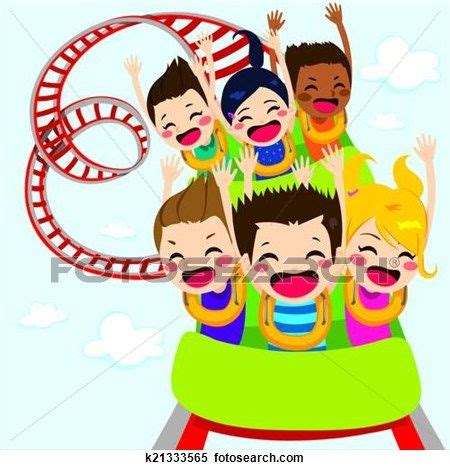 Roller Coaster Children Clipart | k21333565 | Roller coaster drawing, Happy kids, Roller coaster ...