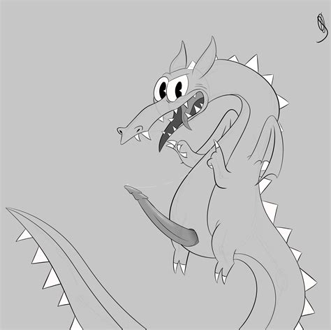 Rule 34 Absurdres Big Penis Claws Cuphead Game Dragon Fangs Feral Greyscale Grim Matchstick