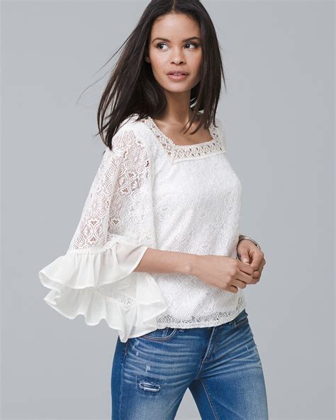 Bell Sleeve Lace Peasant Blouse White House Black Market