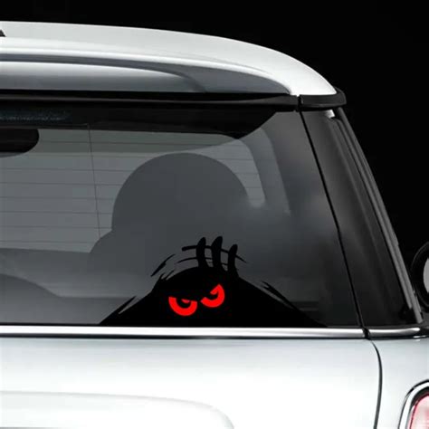 Funny Red Eyes Monster Peeper Scary Car Window Bumper Sticker Decal