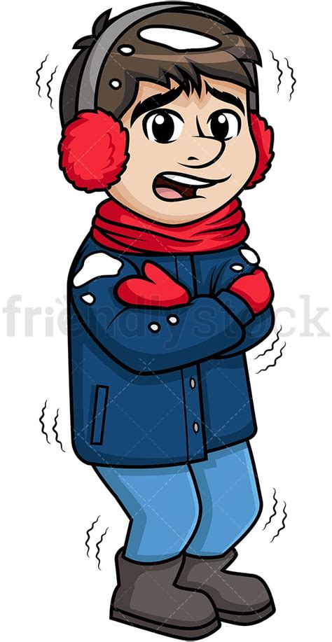 Man Feeling Cold Out In The Snow Cartoon Clipart Friendlystock