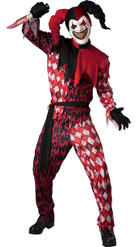 Mens Evil Jester Costume Mens Red Evil Jester Costume