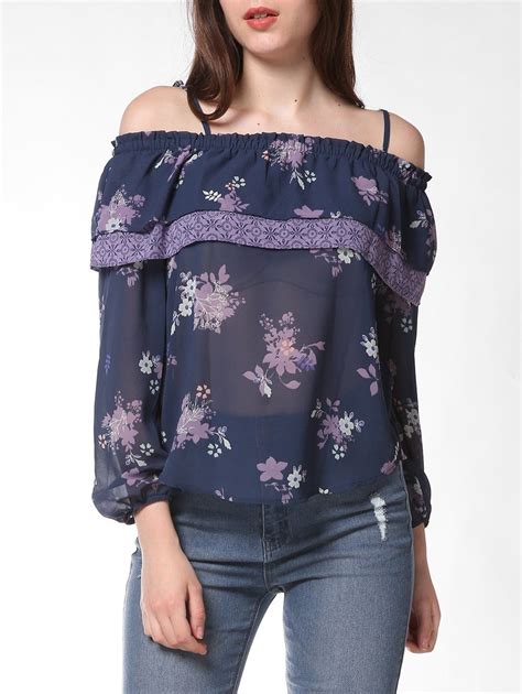 29 Off 2021 French Bazaar Floral Print Strap Cold Shoulder Ruffle