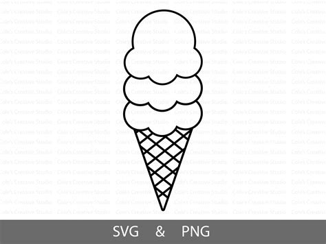 Scoop Ice Cream Cone Outline Svg Ice Cream Svg Ice Cream Cone Svg Ice Cream Vector Cute