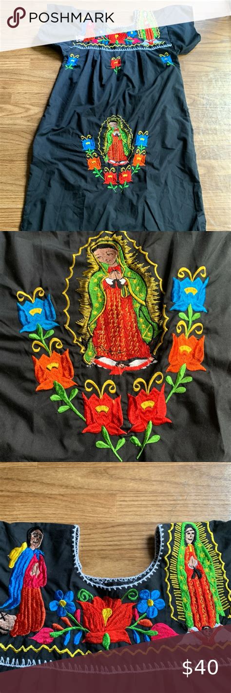 embroidered mexican dress long virgin mary m vestido largo virgen de guadalupe in 2022 mary
