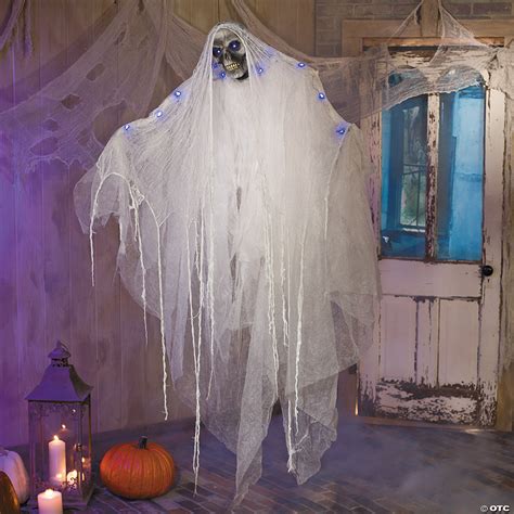 Hanging Ghost With Blue Lights Halloween Decoration Discontinued