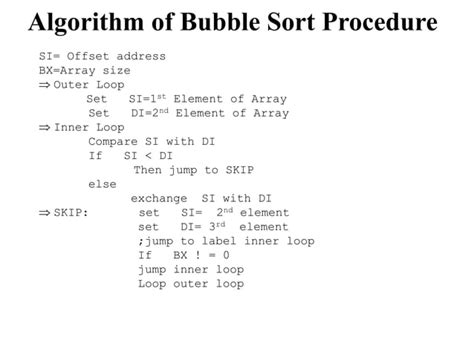 Bubble Sorting Of An Array In 8086 Assembly Language Ppt
