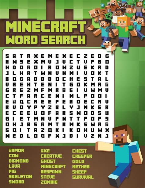 Minecraft Word Search 2550×3300 Pixels Diy Minecraft Birthday