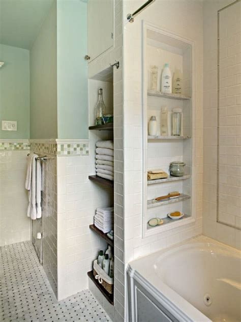 All wall tile green bathroom design ideas. DIY Bathtub Surround Storage Ideas