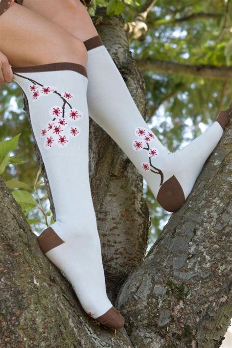 Sock Dreams Cherry Blossom Knee High Unique Colorful Socks How To Look Pretty High Knees