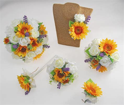 Golden Sunflower Pale Lemon And Ivory Rose Zoe Wedding Flower Package