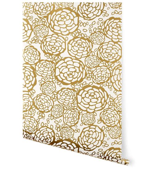 Petal Pusher Gold From Hygge Blush Wallpaper Wallpaper Roll