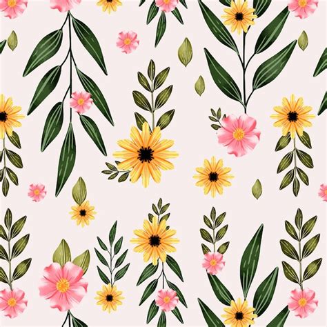Free Vector Hand Painted Watercolor Botanical Pattern Design