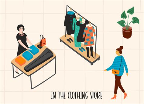 Clothing Store Vectpr Illustration With Characters Vector Art At Vecteezy