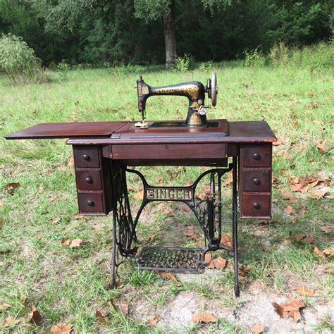 Antique Treadle Singer Sewing Machine Model 27 Black And Etsy