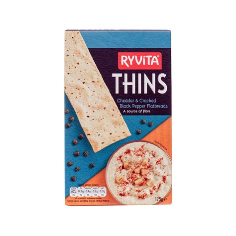 Ryvita Thins Cheddar And Cracked Black Pepper Flatbreads 125g City