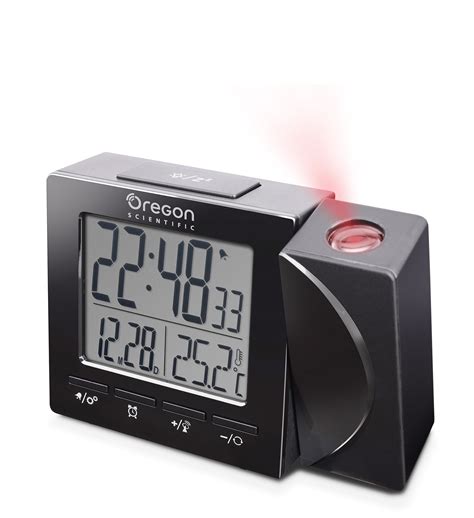 Alarm clock projected in a soft red color on ceiling or wall is easy to see throughout the room. Oregon Scientific RM512P Radio Controlled Projection Alarm ...