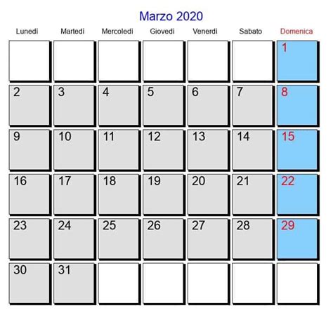 Calendario Marzo 2020 Para Imprimir Pdf Gratis