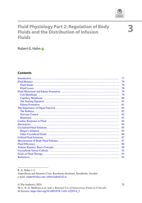 Pdf Fluid Physiology Part Regulation Of Body Fluids And The