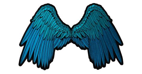 Isolated on the black background. Angel Wings Beautifully Embroidered In Blue Large Back ...