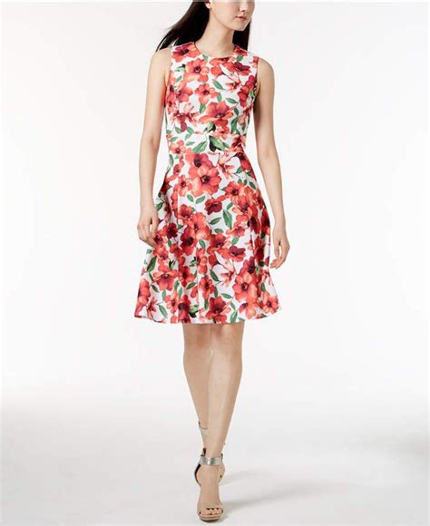 Calvin Klein Floral Print A Line Dress A Line Dress Dress Knee Length Dresses